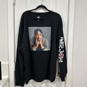 Tupac Shakur Poetic Justice Black Long Sleeve Graphic T-Shirt 3XL